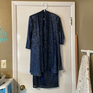 R & M Collection dark blue sparkly spring/summer mother of the bride dress.